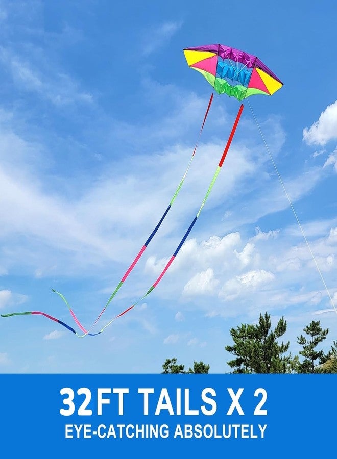 SAFIGLE 2Pcs Kite Flat Ribbon Tail Streamer 32Ft Long for Outdoor Kite Flying Accessories Floating Turning Tail for Stable Flight and Decoration - Image 4