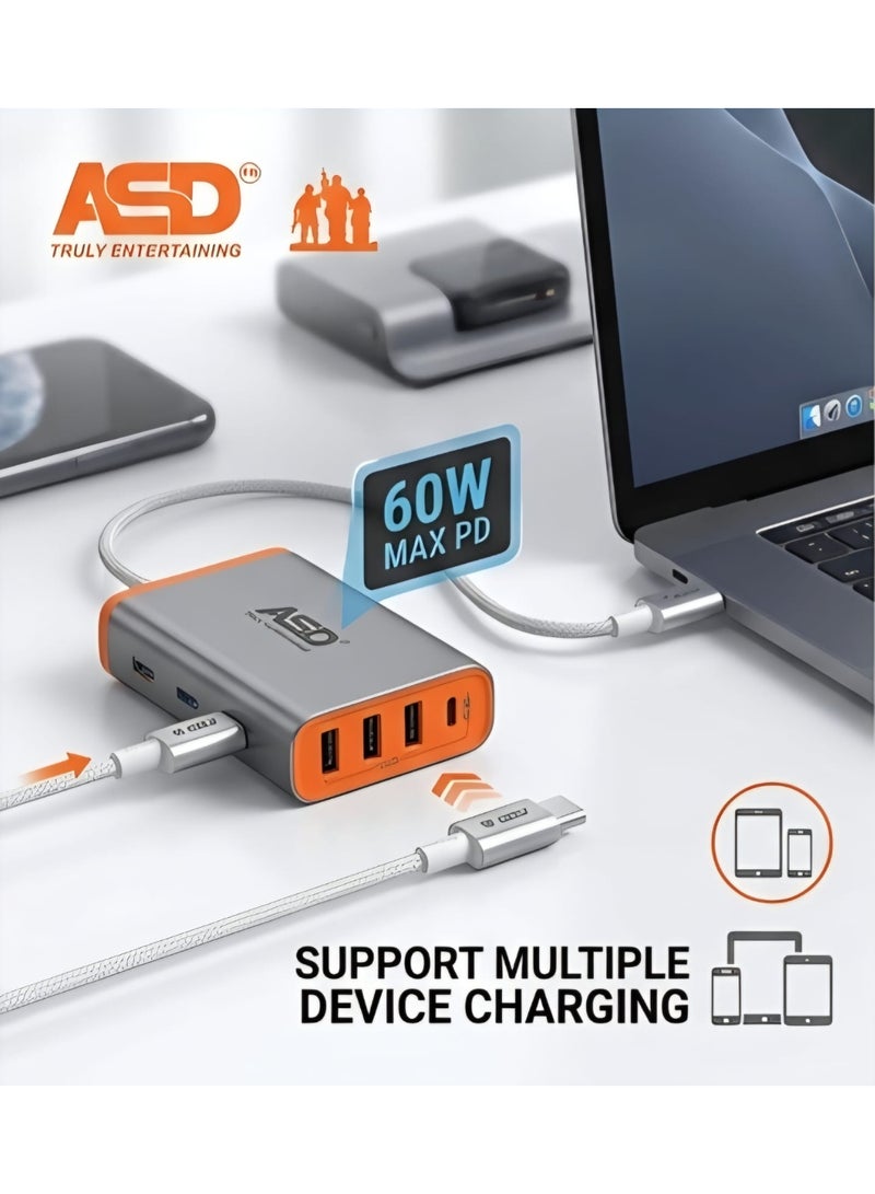 ASD-52 USB-C to USB-C Cable, 60W PD Fast Charging, 2 Meter Long Data & Charging Cable, Durable Type-C Cable - Image 3