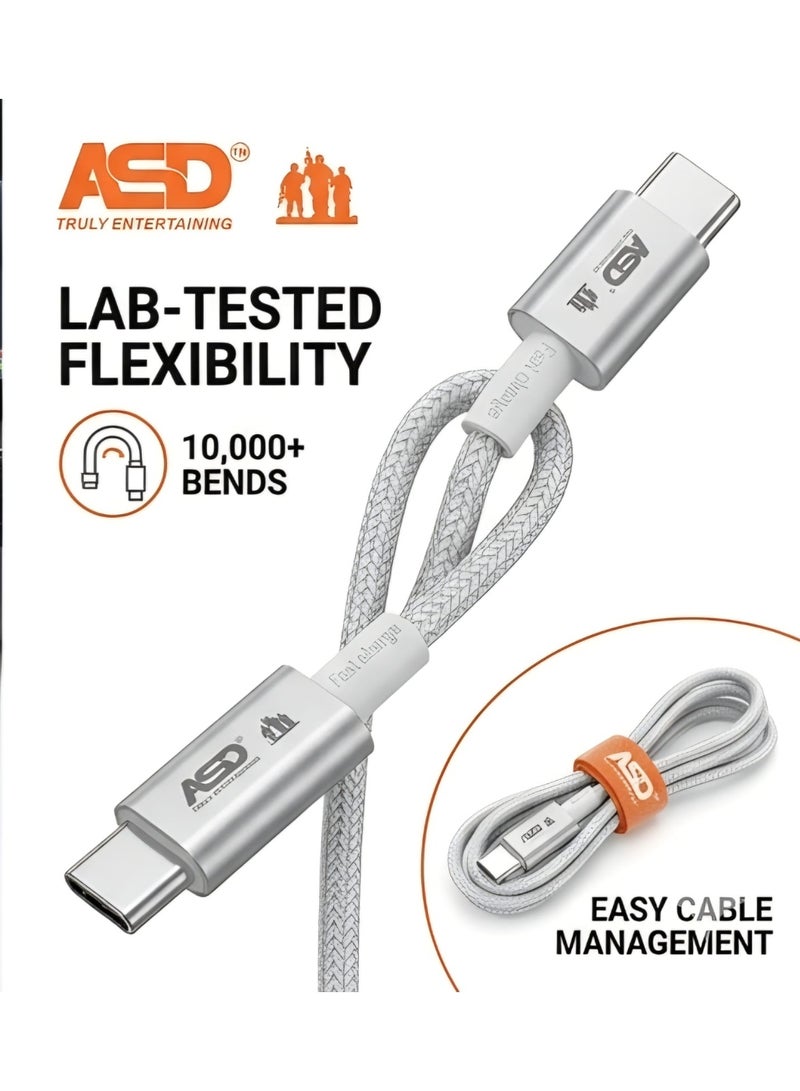 ASD-52 USB-C to USB-C Cable, 60W PD Fast Charging, 2 Meter Long Data & Charging Cable, Durable Type-C Cable - Image 2