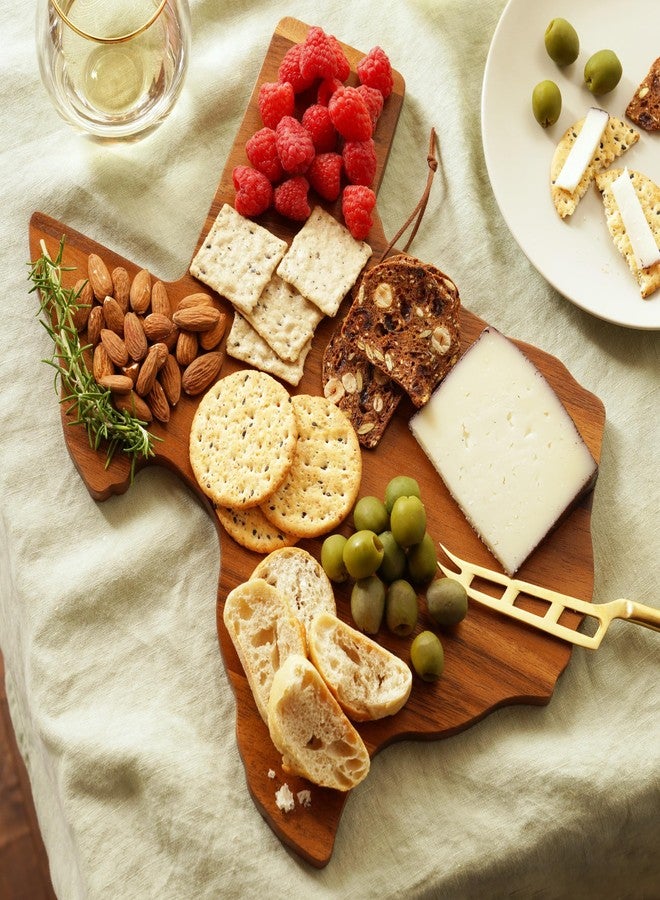 تواين لوح تقطيع الجبن من خشب الأكاسيا على شكل ولاية تكساس من توين ليفينج - طبق متين للجبن واللحوم الباردة والتقديم مع حلقة تعليق، مثالي للضيافة وديكور المطبخ، لوح تقطيع تكساس، طقم من قطعة واحدة - Image 5