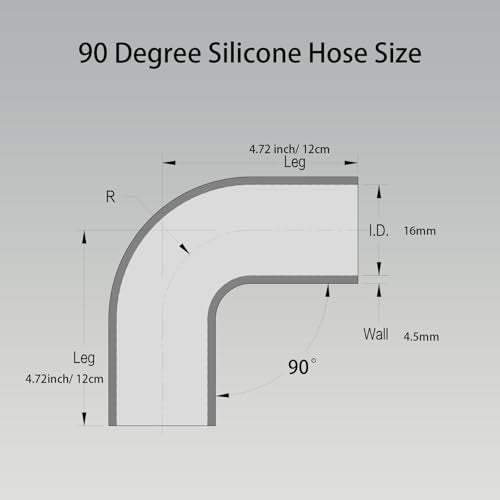 I33T Automotive Silicone TubingID 5816mm90 Degree Elbow 47 120 mm leg lengthUniversal 3Ply High Performance Coupler Silicone Hose for TurboIntercoolerIntake Piping Black 5816mm - Image 3