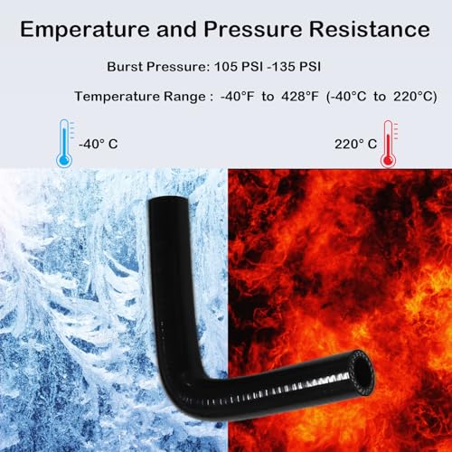 I33T Automotive Silicone TubingID 5816mm90 Degree Elbow 47 120 mm leg lengthUniversal 3Ply High Performance Coupler Silicone Hose for TurboIntercoolerIntake Piping Black 5816mm - Image 5