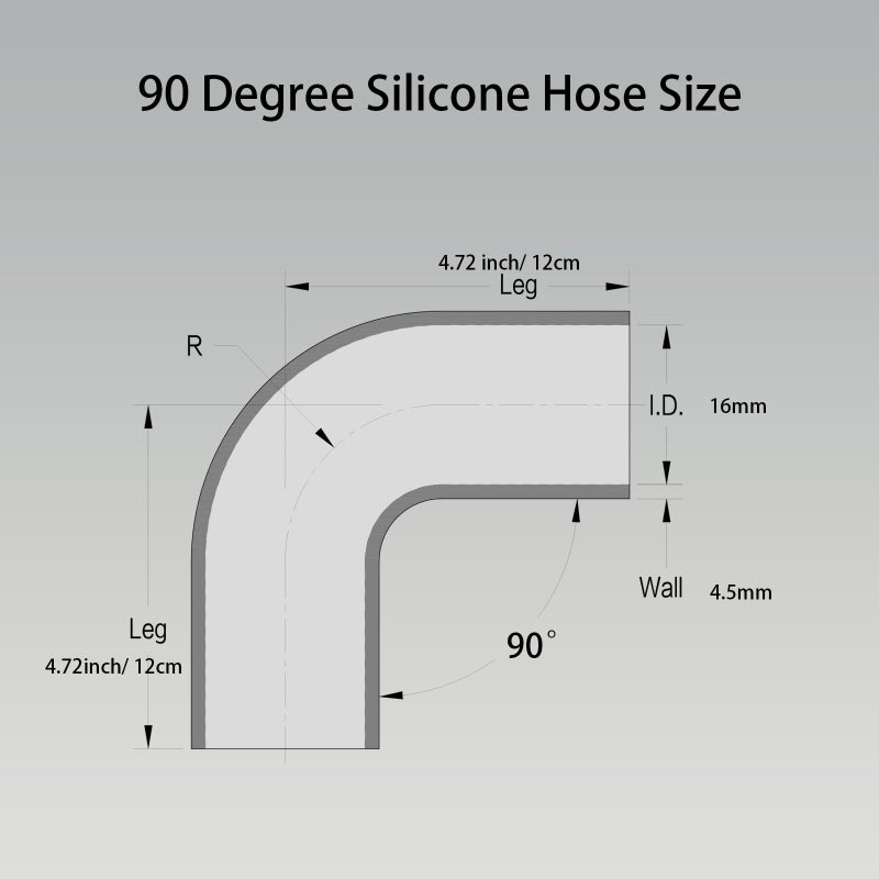 I33T Automotive Silicone TubingID 5816mm90 Degree Elbow 47 120 mm leg lengthUniversal 3Ply High Performance Coupler Silicone Hose for TurboIntercoolerIntake Piping Black 5816mm - Image 4