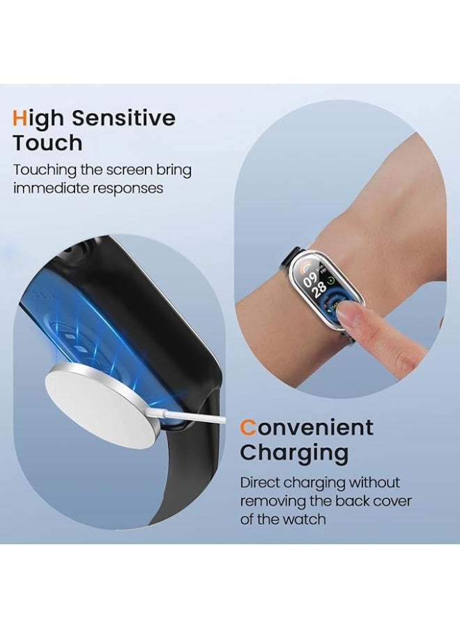 Case ForSmart Band 10 Cover, 2 Pcs, Hard Pc Bumper Case For Tempered Glass Screen Protector, 360° All-Round Protection, Protective Cover For Xiaomi Smart Band 10 Clear - Image 2