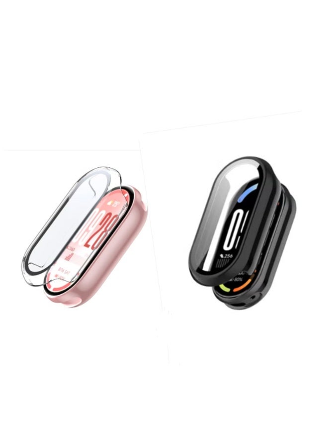Case ForSmart Band 10 Cover, 2 Pcs, Hard Pc Bumper Case For Tempered Glass Screen Protector, 360° All-Round Protection, Protective Cover For Xiaomi Smart Band 10 Clear - Image 1