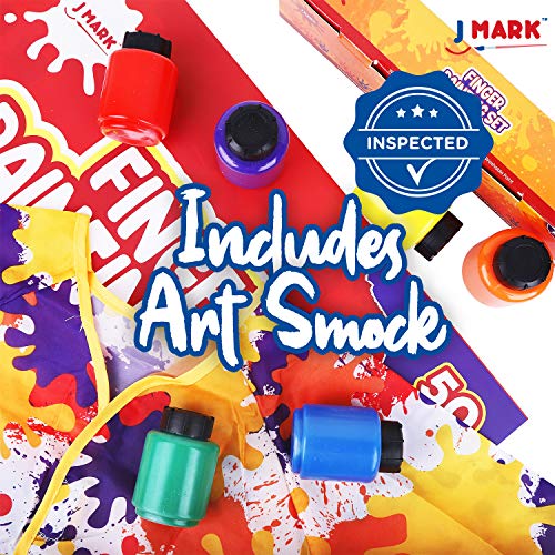 J MARK Complete Toddler Washable Finger Paint Set, Sponge Painting Tools, Large Finger Paint Pad, Tempera Finger Paints, Smock and More - Image 3
