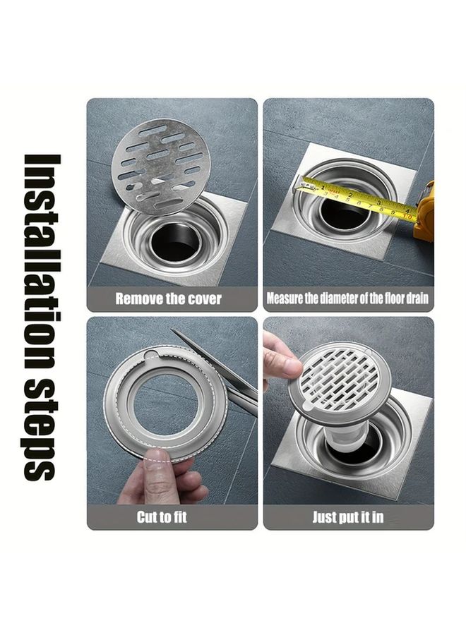 Dark Blue Shower Drain with Hair Catcher Removable Grate Bathtub Sink Stopper Plug Filter - Image 2