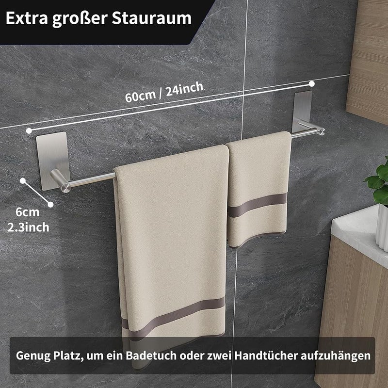 فيستا شريط مناديل فيستا (Vista Towel Bar)، طول 60 سم، مصنوع من فولاذ مقاوم للصدأ (SUS304) - Image 2
