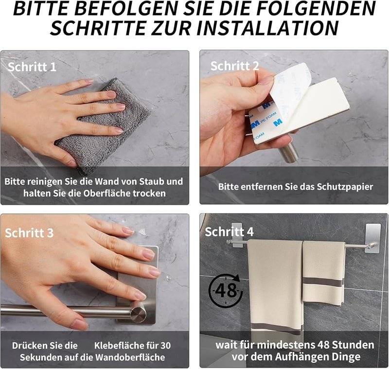 فيستا شريط مناديل فيستا (Vista Towel Bar)، طول 60 سم، مصنوع من فولاذ مقاوم للصدأ (SUS304) - Image 4