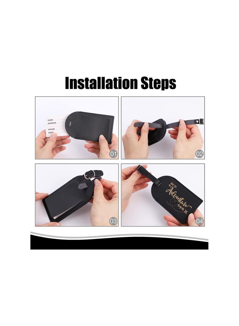 New PU Leather Luggage Tag Passport Holder Passport Cover Set - Image 4