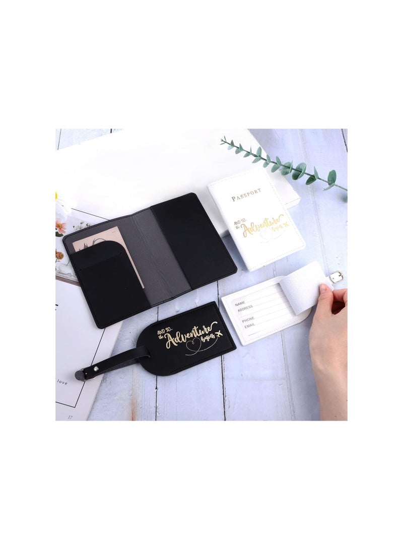 New PU Leather Luggage Tag Passport Holder Passport Cover Set - Image 2