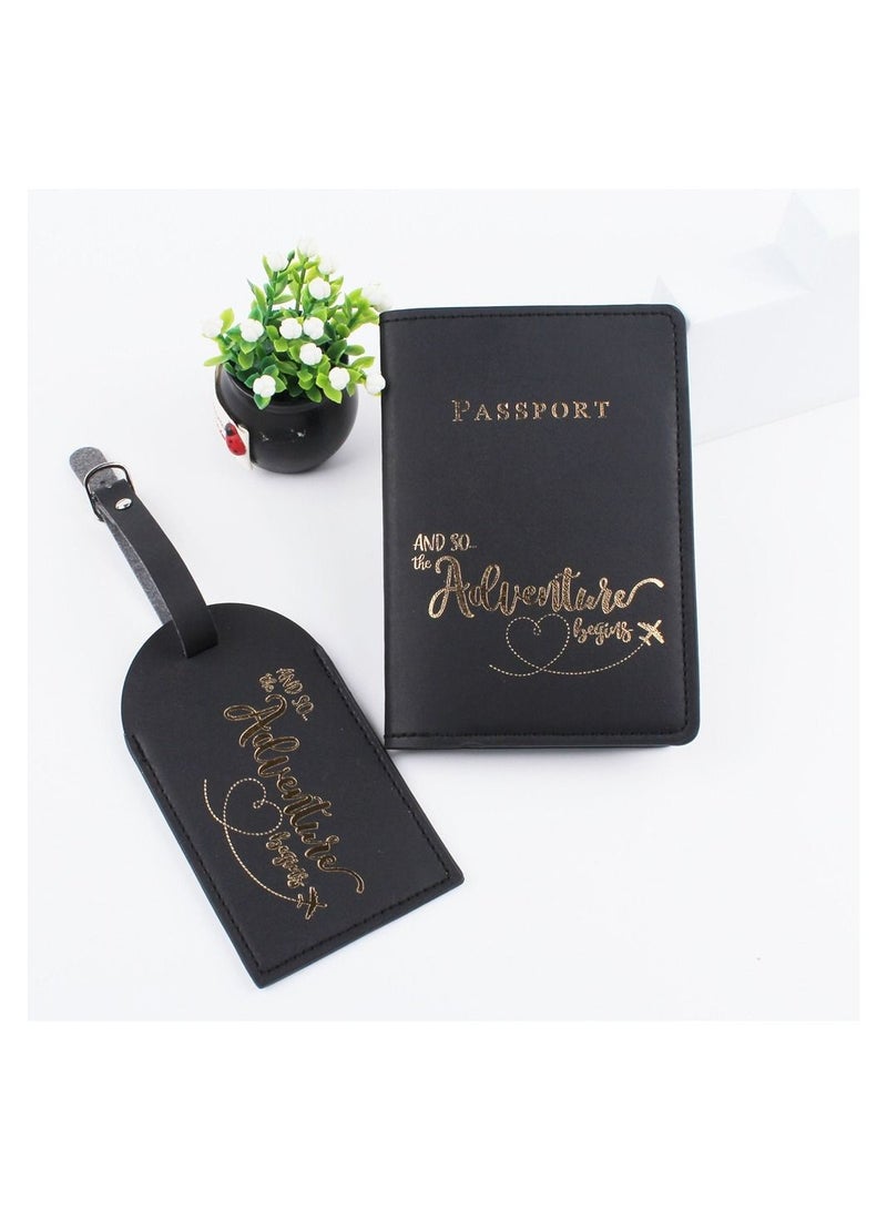 New PU Leather Luggage Tag Passport Holder Passport Cover Set - Image 5