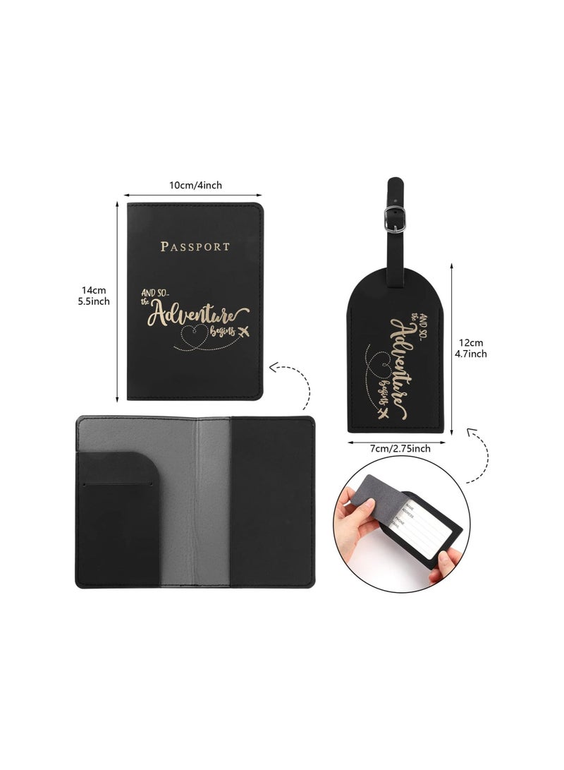 New PU Leather Luggage Tag Passport Holder Passport Cover Set - Image 3