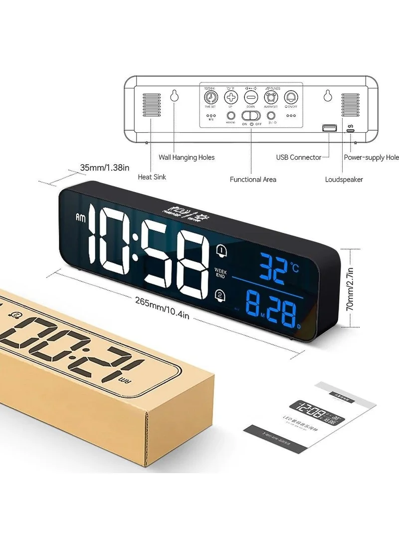 Valkyrie LED Mirrored 2400MAH Digital Wall Table Clock