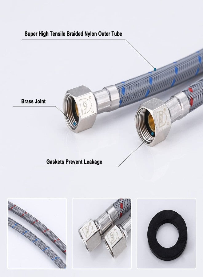 Arcora خطوط الإمداد 3/8" أنثوية ضغط خيوط × موصل ذكر M10 1 زوج، خرطوم صنبور ARCORA 16" يربط حوض الحمام بمصدر المياه - Image 5
