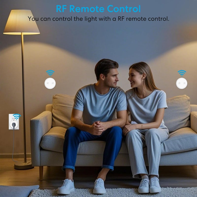 LoraTap Mini Remote Control Outlet Plug Adapter with 2 Remotes, 656ft Range Wireless Light Switch for Household Appliances, No Hub Required, 10A/1100W, White, 2 Years Warranty (2 Remotes + 1 Outlet) - Image 3