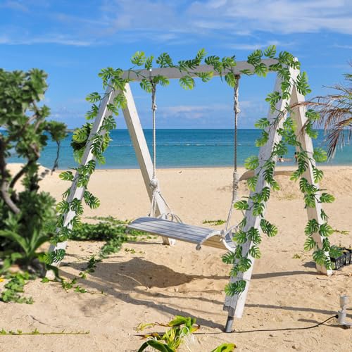 Dolicer 4Pcs Artificial Monstera Leaf Vines, 5.6Ft Fake Hanging Greenery Plants Tropical Palm Leaves Ivy Vine Monstera Garland for Home Garden Porch Patio Hawaiian Party Indoor Outdoor Décor - Image 4