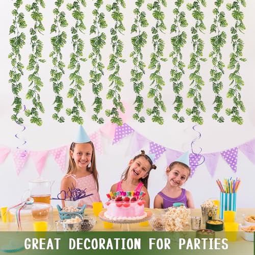 Dolicer 4Pcs Artificial Monstera Leaf Vines, 5.6Ft Fake Hanging Greenery Plants Tropical Palm Leaves Ivy Vine Monstera Garland for Home Garden Porch Patio Hawaiian Party Indoor Outdoor Décor - Image 3