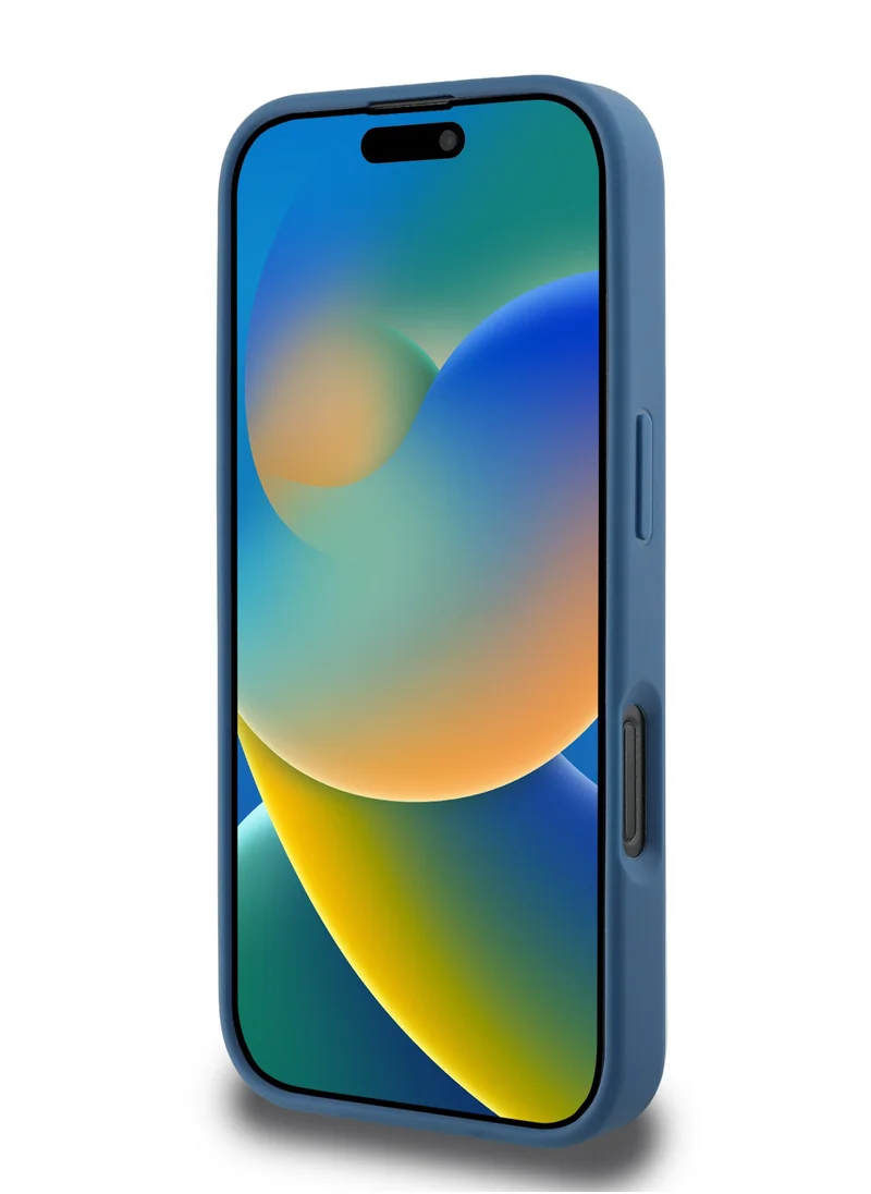 GUESS PU 4G Hard Case With Bottom Stripe Classic Logo for iPhone 16 Pro / Drop Protection / Extra Shield Protection / Slim back Cover - Blue