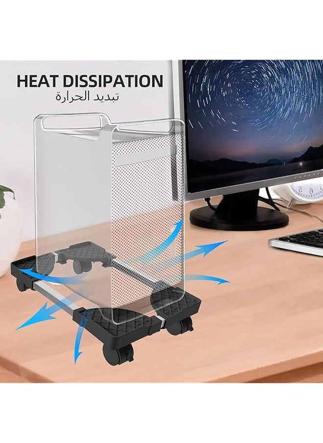 Adjustable Mobile Cpu Stand Cpu Holder Pc Tower Stand With Rolling Caster Wheels Pc Floor Riser Stand Computer Stand For Desktop Tower Fits Most Pc Gaming Desk Accessories Black