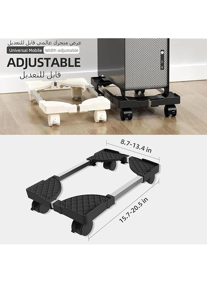 Adjustable Mobile Cpu Stand Cpu Holder Pc Tower Stand With Rolling Caster Wheels Pc Floor Riser Stand Computer Stand For Desktop Tower Fits Most Pc Gaming Desk Accessories Black