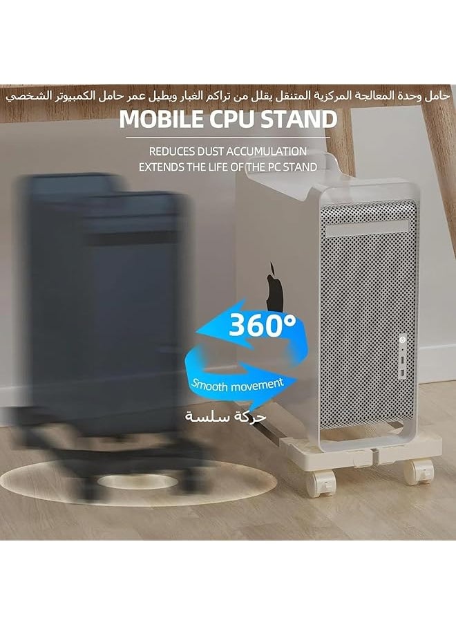 Adjustable Mobile Cpu Stand Cpu Holder Pc Tower Stand With Rolling Caster Wheels Pc Floor Riser Stand Computer Stand For Desktop Tower Fits Most Pc Gaming Desk Accessories Black