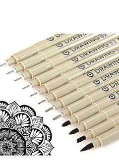 Y&D Drawing Art Pens Micro-Pen Fineliner Ink Black Waterproof Quick drying Micro Fine Point for Artist Illustration, Sketching, Technical Drawing, Anime, Manga, Scrapbooking 12 Nibs  - Image 1