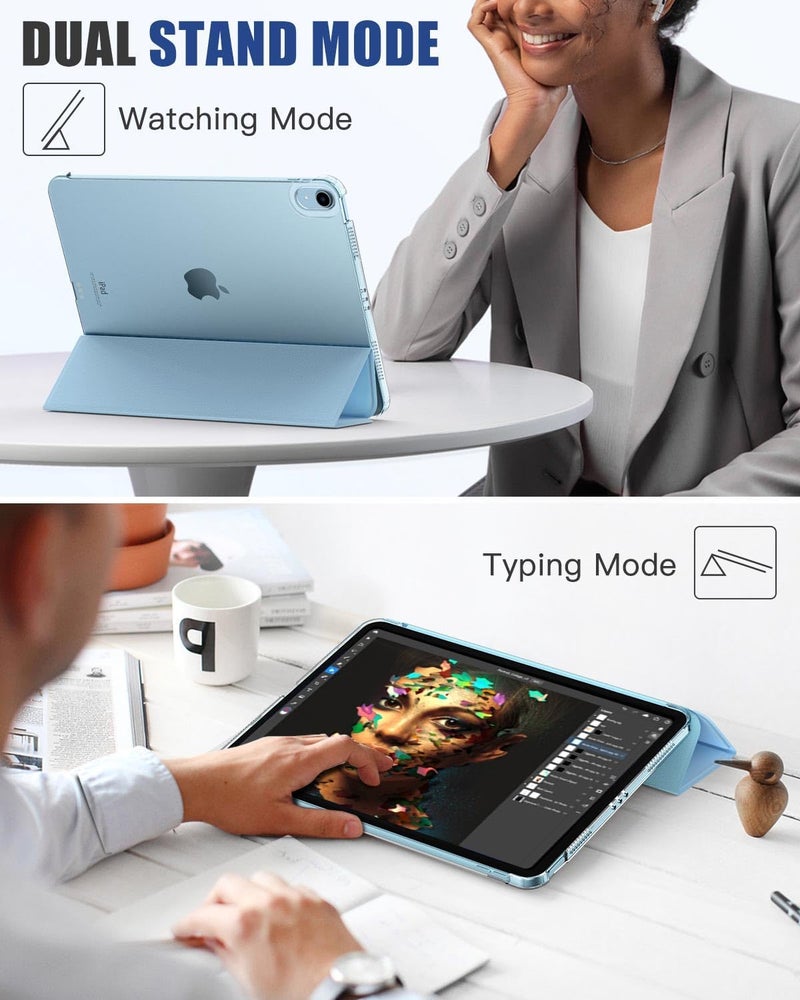 موكو حافظة لجهاز iPad Air مقاس 11 بوصة للجيل السابع/السادس M3/M2 2025/2024، حافظة iPad Air للجيل الخامس/الرابع 2022/2020 مقاس 10.9 بوصة، غطاء خلفي شفاف من البولي كربونات الصلب النحيف، يدعم Touch ID، أزرق سماوي - Image 5