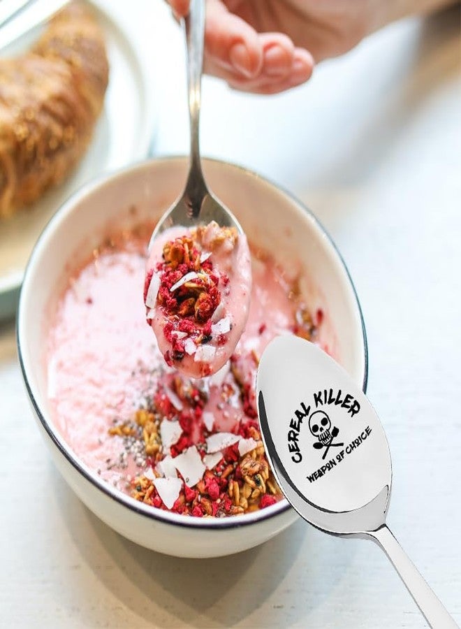 Guqqeuc Cereal Lover Gifts Funny Food Spoon Gifts Birthday Gifts for Mother Grandma Cereal Themed Presents for Women Men Christmas Gift for Who Wants Nothing Cereal Killer Weapon of Choice Spoons - Image 3