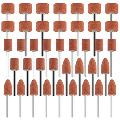 FOTYBEI Sanding Bits for Dremel Rotary Tool, Grinding Stone Sanding Drill Bits with 1/8" Shank, Aluminium Oxide Tough Enough to Metal Rust Removal/Smoothing/Sharpening, Different Shape Meet More Needs, 42Pcs - Image 1