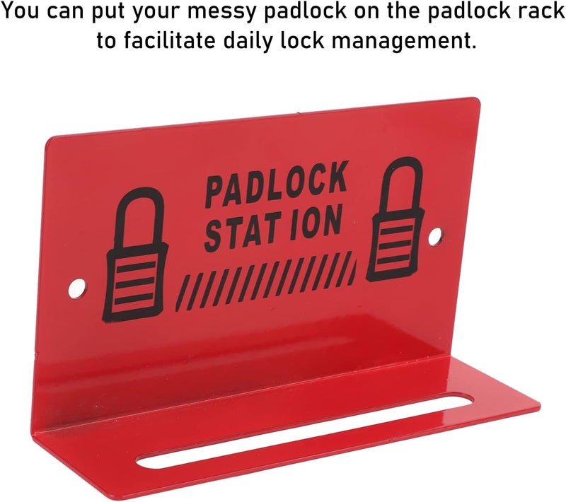 klarako Safety Padlock Station - Alloy Steel Wall Mounted Padlock Rack Management Station - Padlock Tagout Station for 5‑8 Locks - Red - Image 4