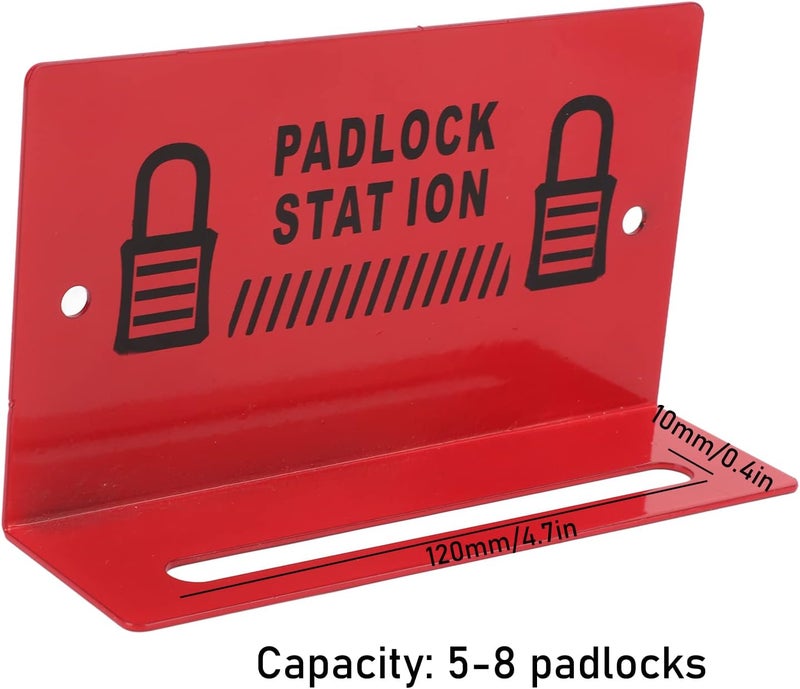klarako Safety Padlock Station - Alloy Steel Wall Mounted Padlock Rack Management Station - Padlock Tagout Station for 5‑8 Locks - Red - Image 5