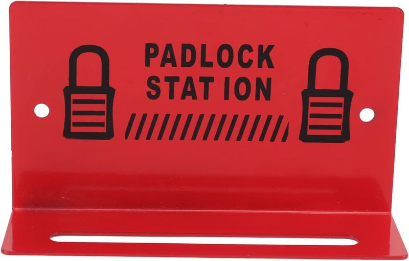 klarako Safety Padlock Station - Alloy Steel Wall Mounted Padlock Rack Management Station - Padlock Tagout Station for 5‑8 Locks - Red - Image 1