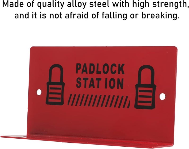 klarako Safety Padlock Station - Alloy Steel Wall Mounted Padlock Rack Management Station - Padlock Tagout Station for 5‑8 Locks - Red - Image 3