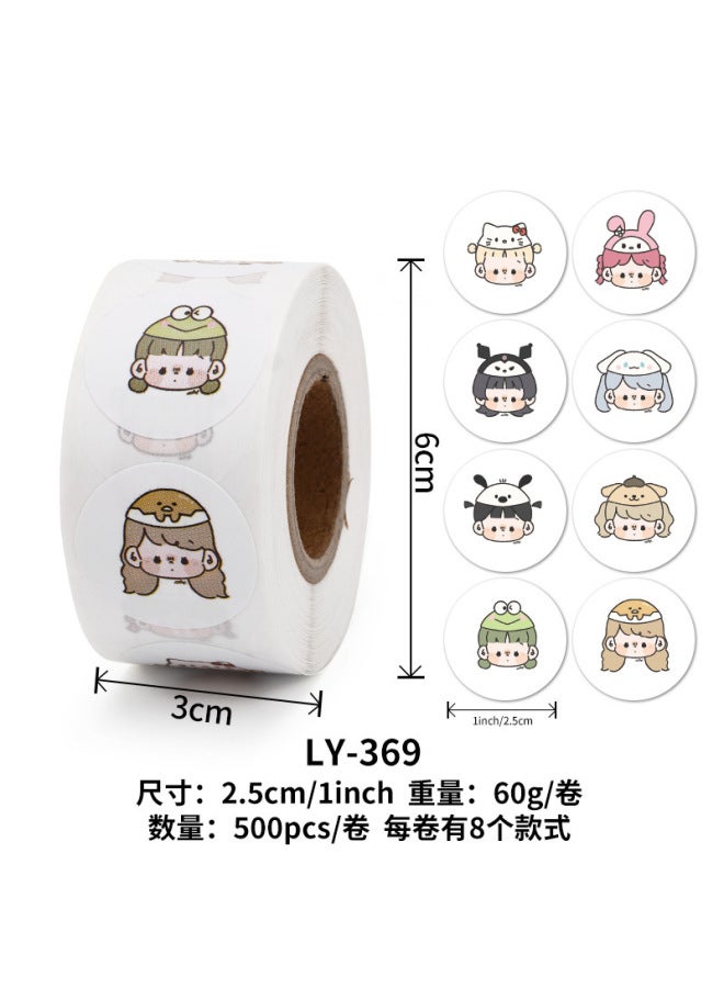 Liyuan Stickers Children's Women's Cute Sanrio Seal Stickers Student Goo Card Hand Account Material Roll Stickers Reward For Teachers - Image 1