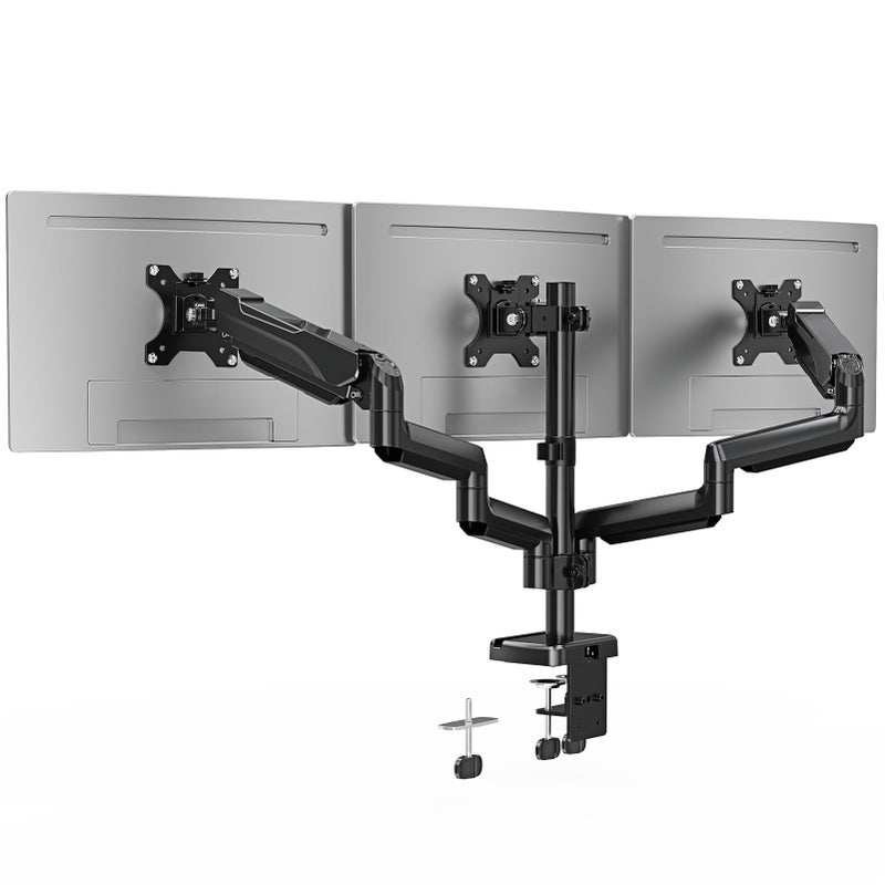 ErgoFocus Triple Monitor Desk Mount for Computer Screens up to 32", Holds up to 19.8 lbs Each, 3 Monitor Arm, Heavy Duty Stand Vesa Mount 75x75, 100x100 - Image 1