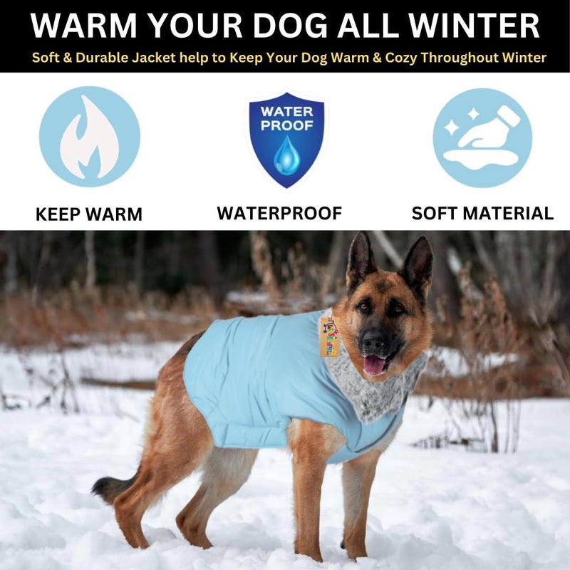 Western Era Dog Winter Fur Coat Waterproof Warm Cold Weather Jacket Stylish Vest Comfortable Pet Apparel for All Breeds & All Ages Group Dogs (Blue) (XLarge - 30 inch) - Image 5