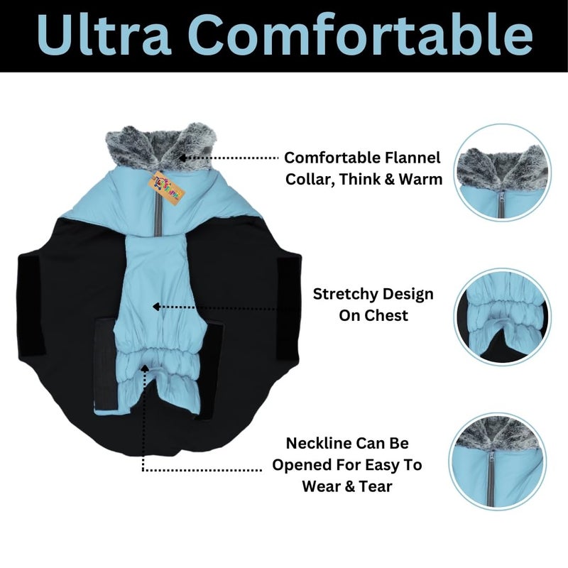 Western Era Dog Winter Fur Coat Waterproof Warm Cold Weather Jacket Stylish Vest Comfortable Pet Apparel for All Breeds & All Ages Group Dogs (Blue) (XLarge - 30 inch) - Image 3