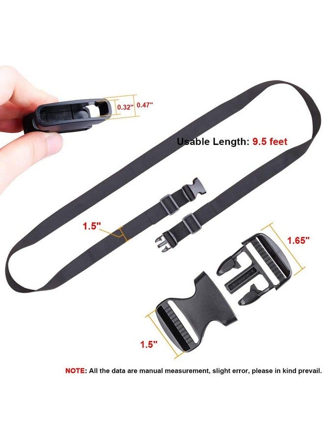 SHOPEE 9.5ft Tie Down Straps, Heavy Duty Lashing Straps up to 600lbs?Adjustable Cam Buckle Tie-Down Straps for Motorcycle, Cargo, Trucks,Trailer,Luggage- Black 2 Pack - Image 2