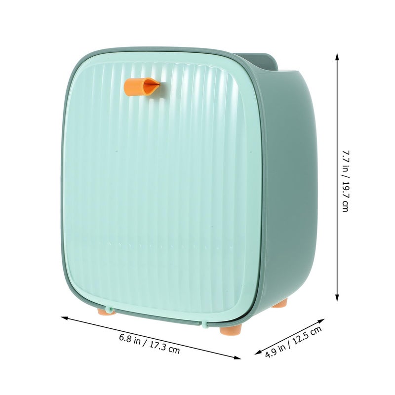 Green Mini Desktop Trash Bin With Lid Compact Countertop Garbage Can For Office Home Kitchen - Image 3