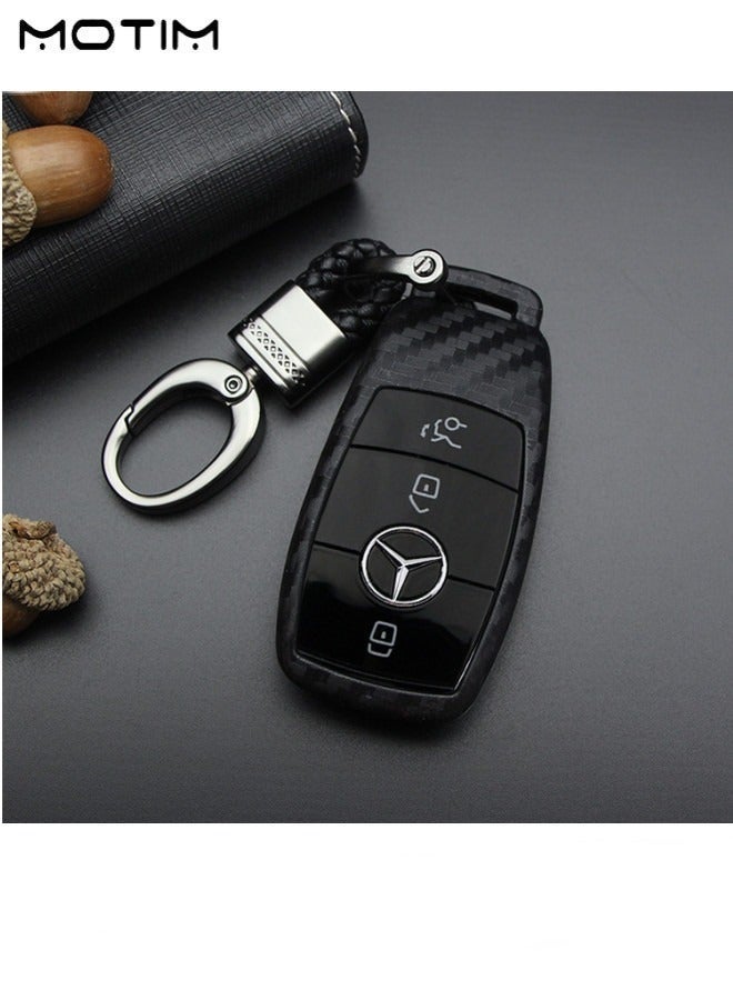 Motim Key Fob Cover suitable for Mercedes-Benz, Carbon Fiber 3 Buttons Car Key Shell, Replacement Keyless Entry Remote Case for Mercedes Benz A-Class, B-Class, C-Class, E-Class, S-Class, G-Class, M-Class, V-Class, CLA, CLS, GLA, GLC,GLE, GLK, GL/GLS, SL, SLK/SLC, Viano, Metris - Image 4