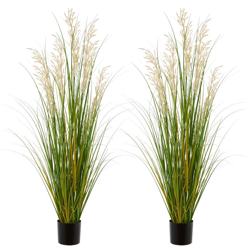 Artificial Plant 47in Tall 2pk Grass Faux House Plants in Pot Indoor Decorative Flowers Greenery for Home and Office Ideal Housewarming Gift