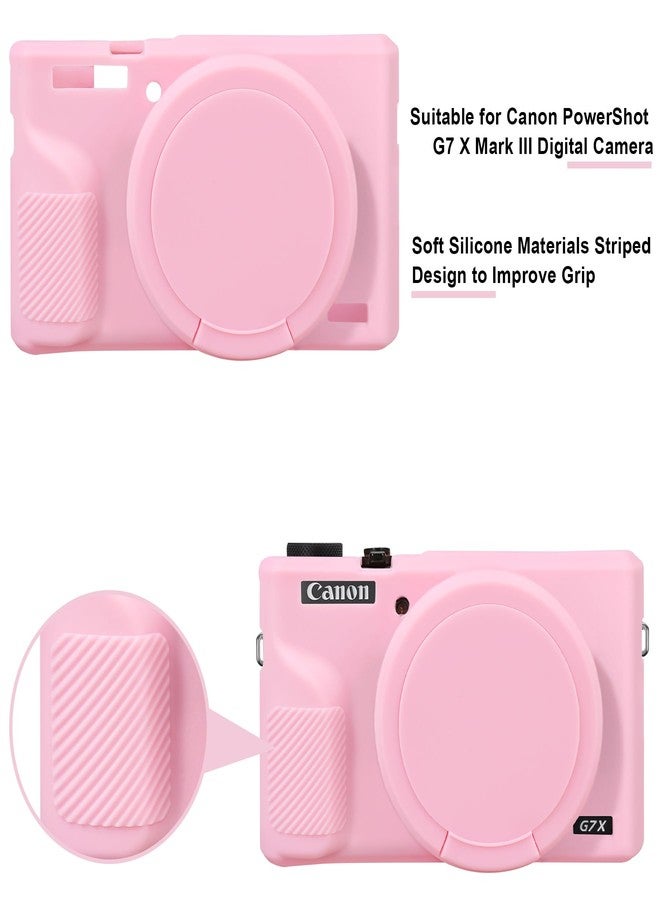 Canboc Case for PowerShot G7X Mark III Digital Camera, G7X Mark III Soft Silicone Cover with Detachable Lens Cover, Pink (Case Only) - Image 2