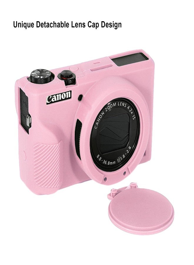 Canboc Case for PowerShot G7X Mark III Digital Camera, G7X Mark III Soft Silicone Cover with Detachable Lens Cover, Pink (Case Only) - Image 3