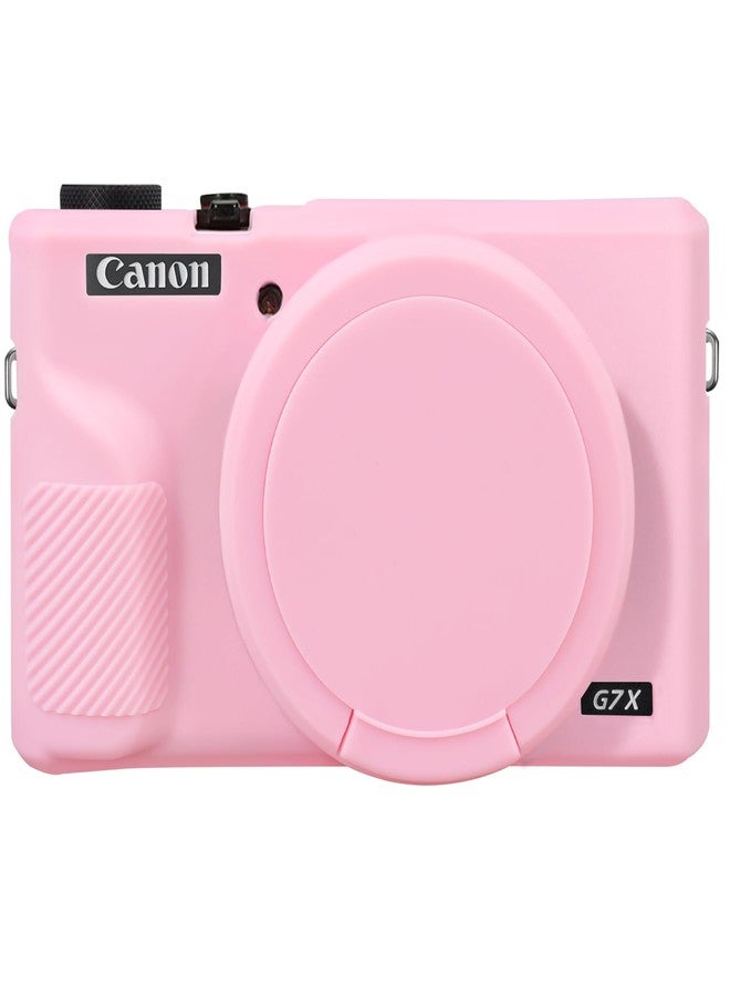 Canboc Case for PowerShot G7X Mark III Digital Camera, G7X Mark III Soft Silicone Cover with Detachable Lens Cover, Pink (Case Only) - Image 1