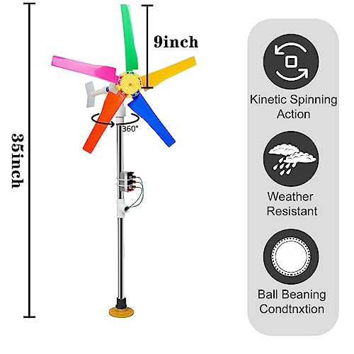 nightbreeze DIY Small Wind Turbine Generator Kit and Light Strip for Backyard Decoration Free Energy Generator Garden Spinner Windmill Decor 18 Inches Diameter - Image 3