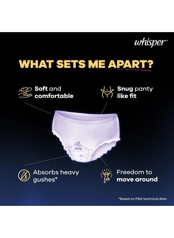 Whisper Super Absorbent Period Panty, 12 L-Xl Pants, 360 Degree Leakage Protection For Heavy Flow, Panty Like Fit For Full Back Coverage, Absorbs Heavy Gushes, Silky Soft, Comfortable Feel  - Image 5
