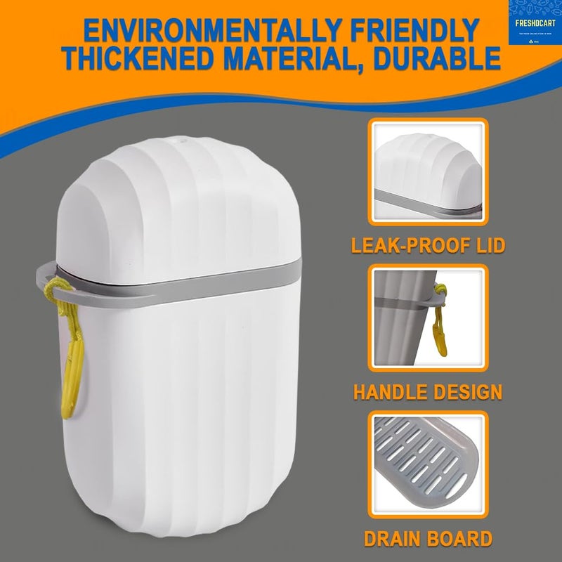 FreshDcart F723 Portable Travel Soap Case Holder Soap Capsule Soap Box with Plastic Soap Tray, Leakproof Cover for Bathroom, Outdoors, Home, Travel, buisness Trip (White Pack of 1) - Image 3