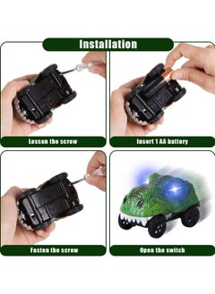 Y&D Dinosaur Cars with LED Light Sound Dino Car Toys Gifts Animal Vehicles for Boys Girls Birthday Compatible Most Tracks,Dino Accessories Race Track Sets 2 Pack  - Image 5