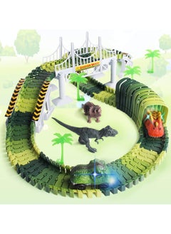 Y&D Dinosaur Cars with LED Light Sound Dino Car Toys Gifts Animal Vehicles for Boys Girls Birthday Compatible Most Tracks,Dino Accessories Race Track Sets 2 Pack  - Image 2
